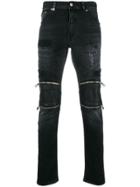 Just Cavalli Zip-embellished Skinny Jeans - Black