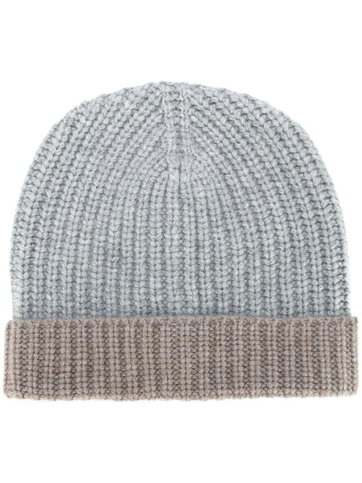 Eleventy Ribbed Beanie, Men's, Blue, Cashmere