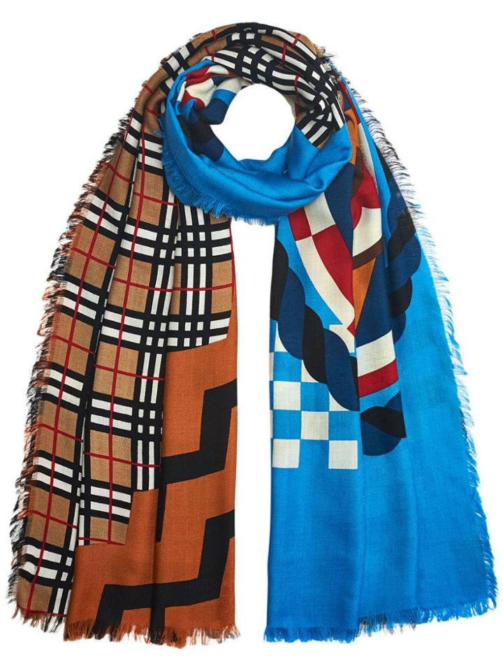 Burberry Vintage Check Panel Scarf - Blue