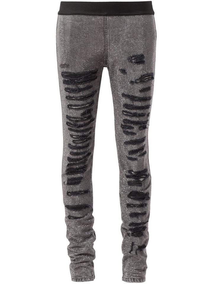 Faith Connexion Distressed Skinny Trousers, Women's, Size: 30, Black, Cotton/spandex/elastane