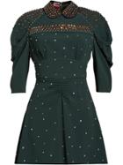 Miu Miu Studded Sablé Dress - Green
