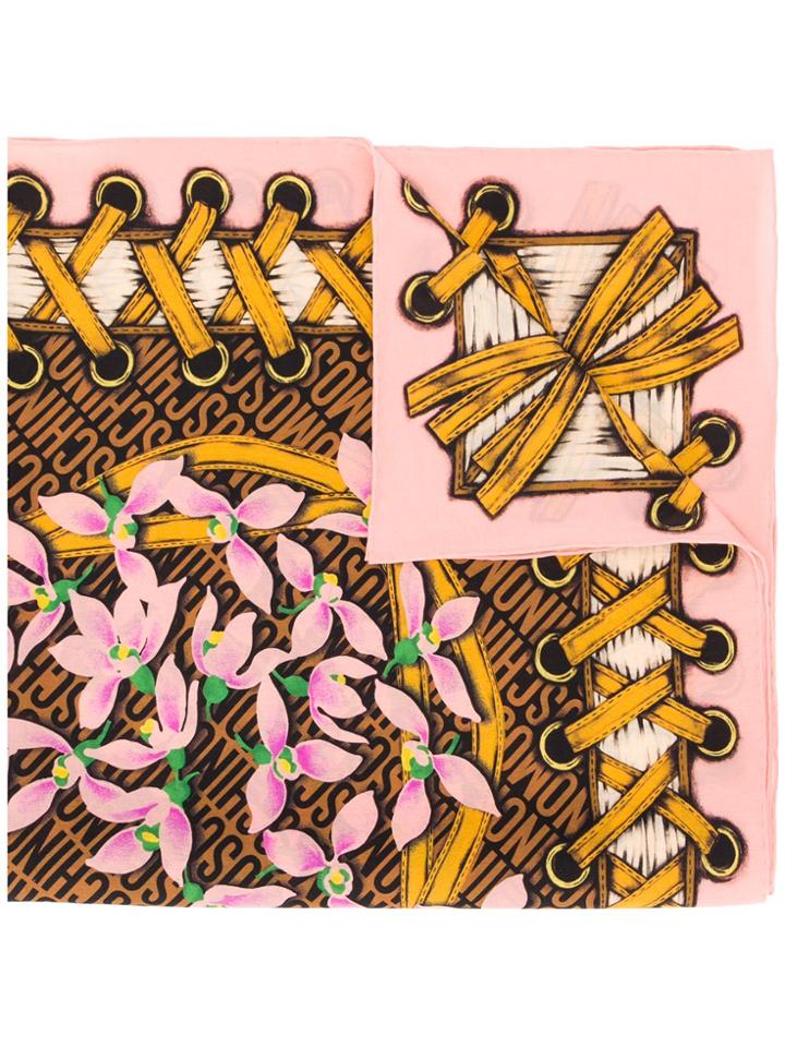 Moschino Graphic Print Scarf - Pink