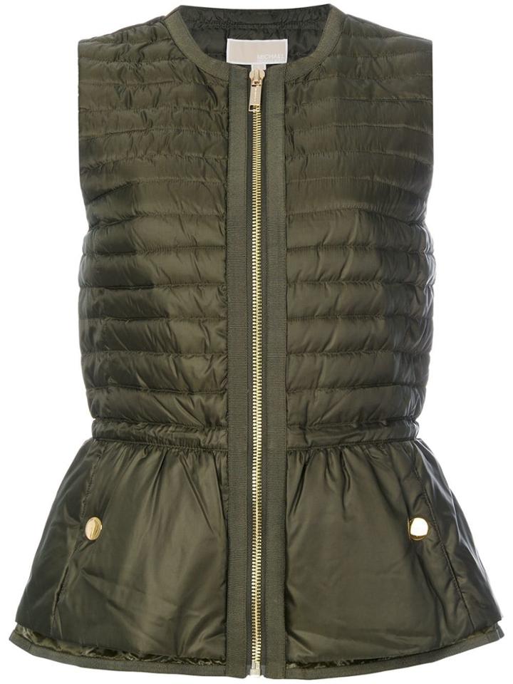 Michael Michael Kors Feather Down Padded Peplum Gilet - Green