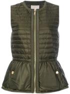 Michael Michael Kors Feather Down Padded Peplum Gilet - Green