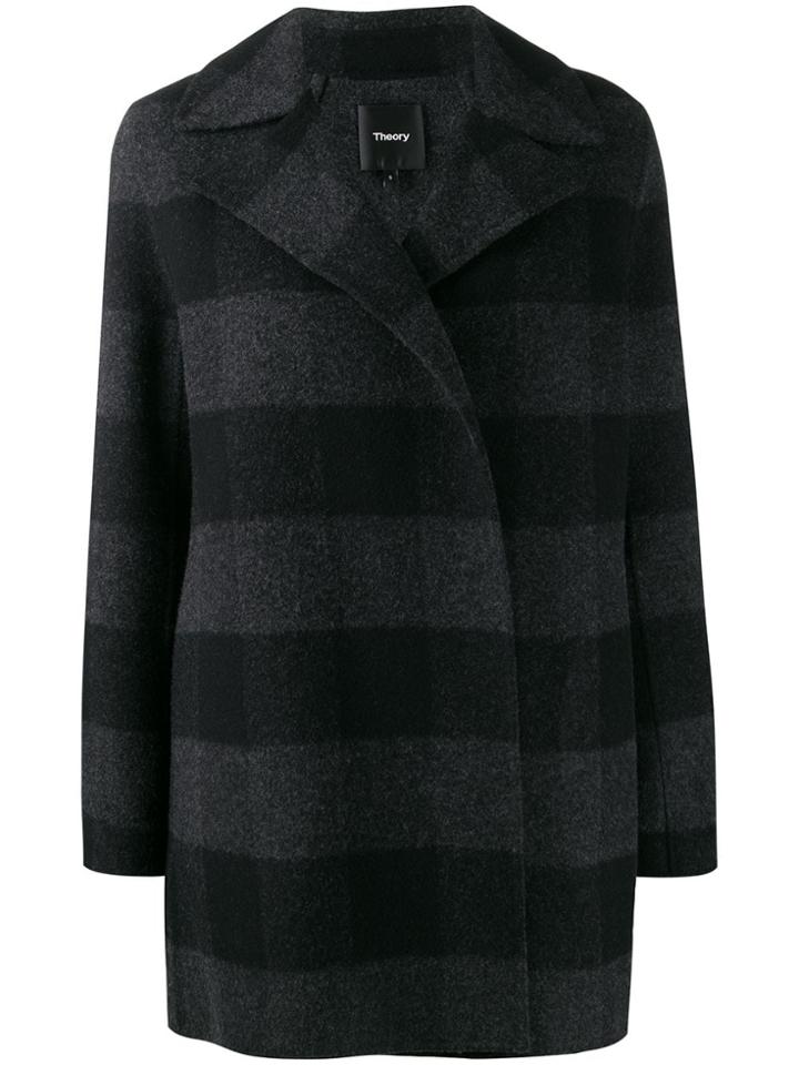 Theory Checked Double-faced Coat - Grey