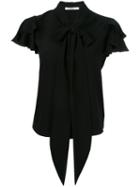 Givenchy Ruffle Sleeve Pussybow Blouse, Women's, Size: 36, Black, Silk