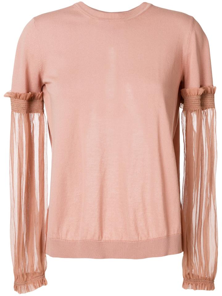 No21 Sheer Sleeve Sweatshirt - Pink & Purple