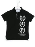 Philipp Plein Kids Skull Print Polo Shirt, Boy's, Size: 10 Yrs, Black