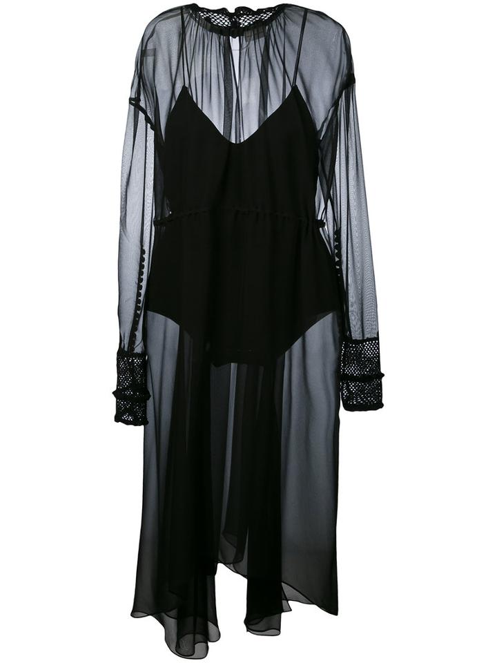 Magda Butrym - Sheer High Neck Dress - Women - Silk - 36, Black, Silk