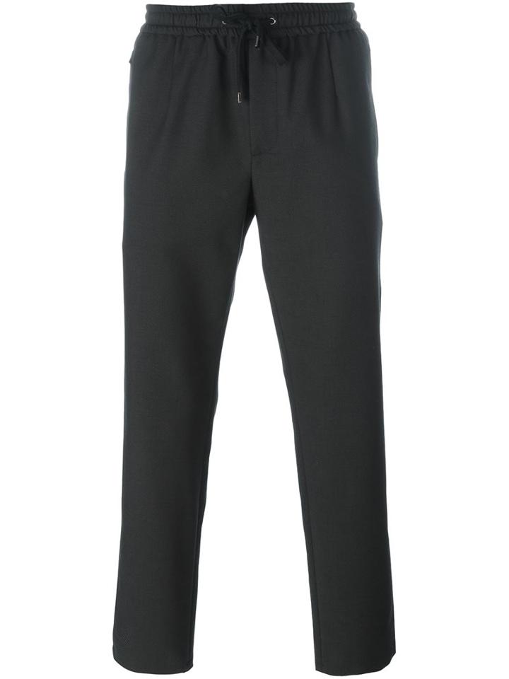 Dolce & Gabbana Drawstring Trousers, Men's, Size: 52, Black, Cotton/virgin Wool