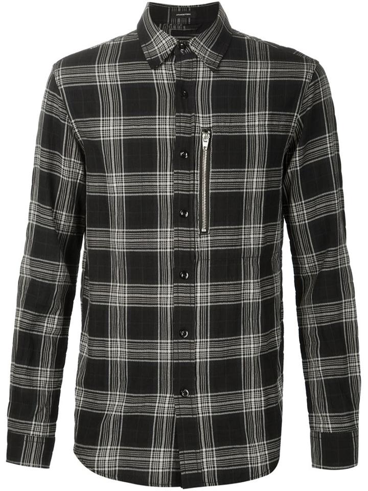 R13 Zip Detail Checked Shirt