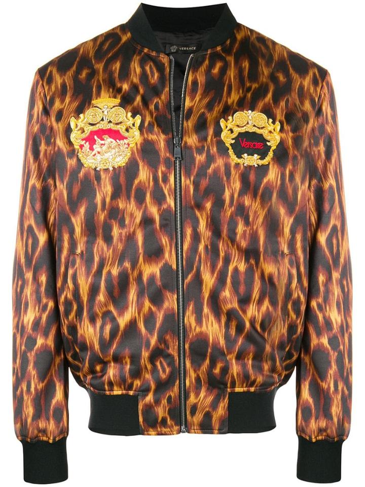 Versace Animal Print Bomber Jacket - Yellow & Orange