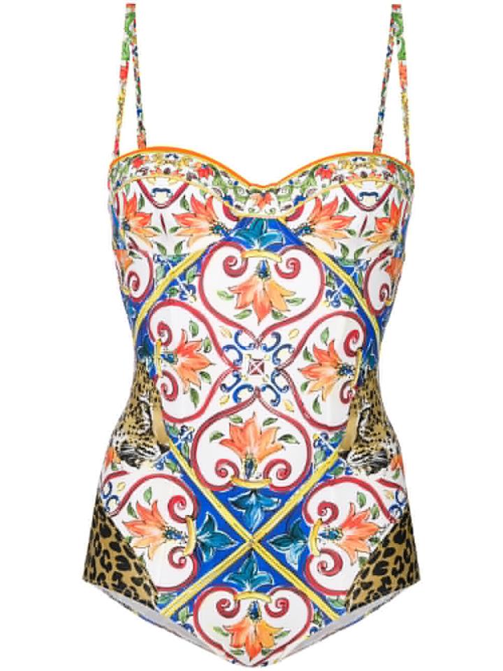 Dolce & Gabbana Tile Print Swimsuit - Multicolour
