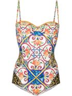 Dolce & Gabbana Tile Print Swimsuit - Multicolour