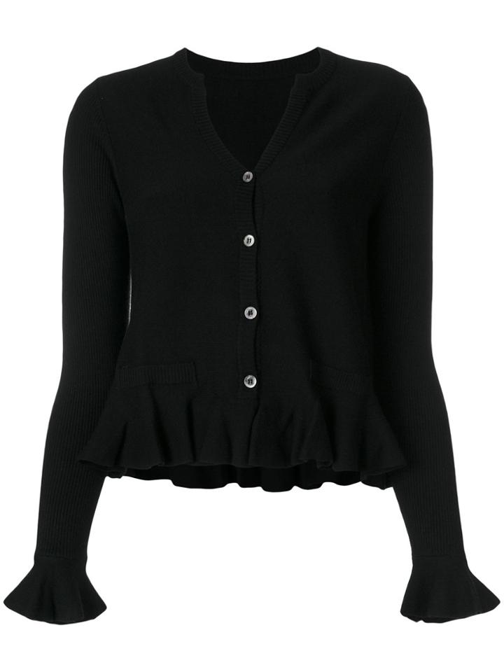 Sottomettimi Frilled Hem Cardigan - Black