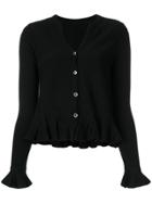 Sottomettimi Frilled Hem Cardigan - Black