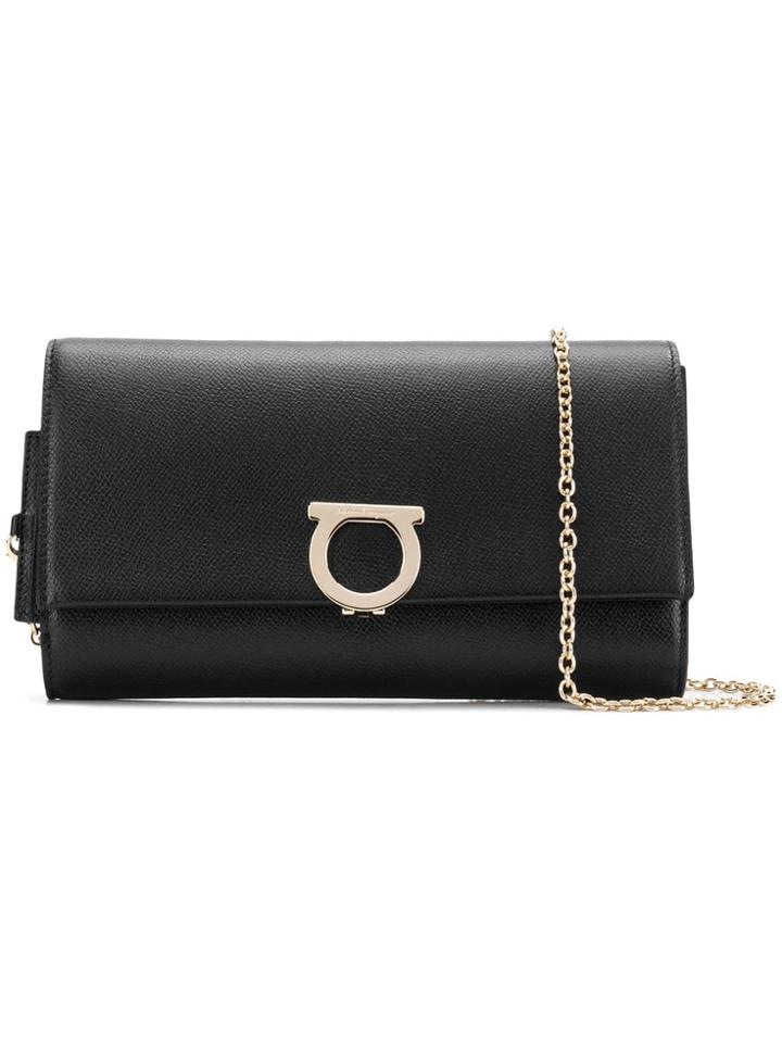 Salvatore Ferragamo Logo Plaque Clutch - Black