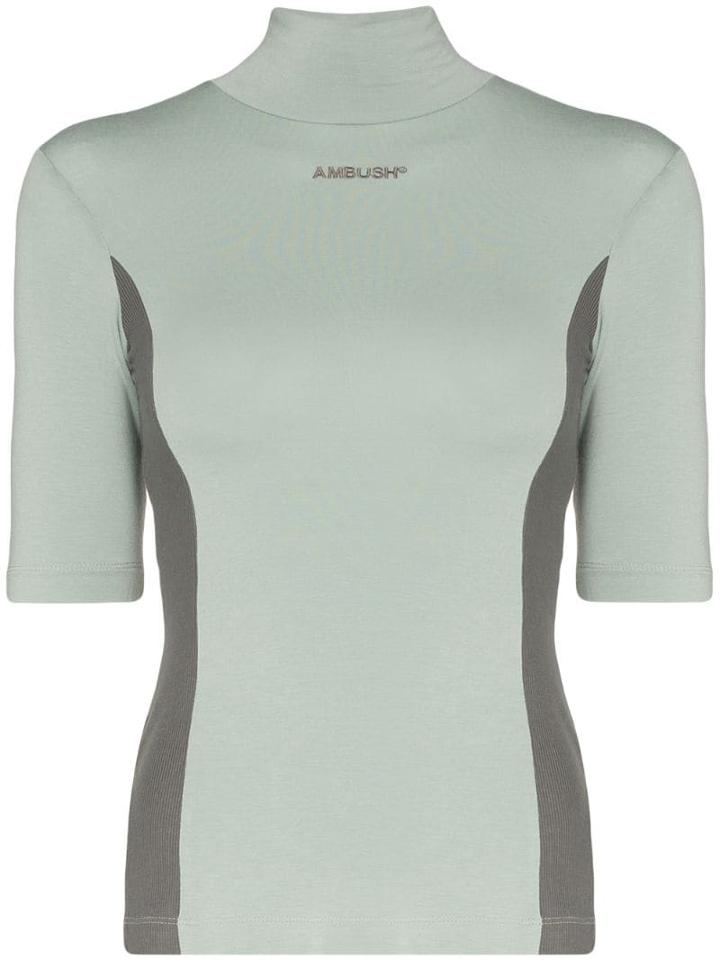 Ambush Logo-printed Panelled Stretch Top - Blue