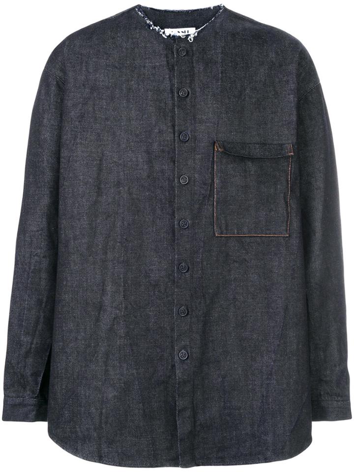 Sunnei Ripped Off Collar Shirt - Blue