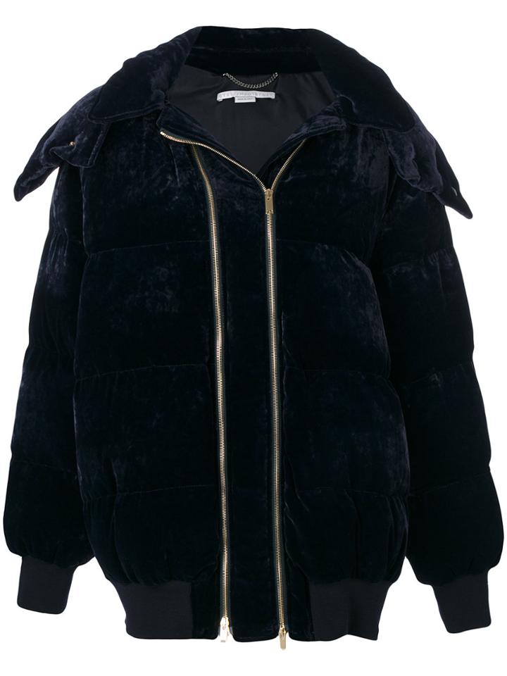 Stella Mccartney Oversized Velvet Padded Jacket - Blue