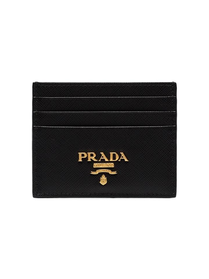 Prada Black Gold Logo Card Holder