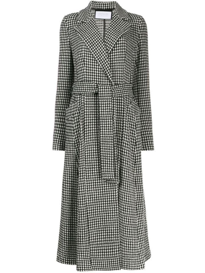 Harris Wharf London Houndstooth Trench Coat - Black