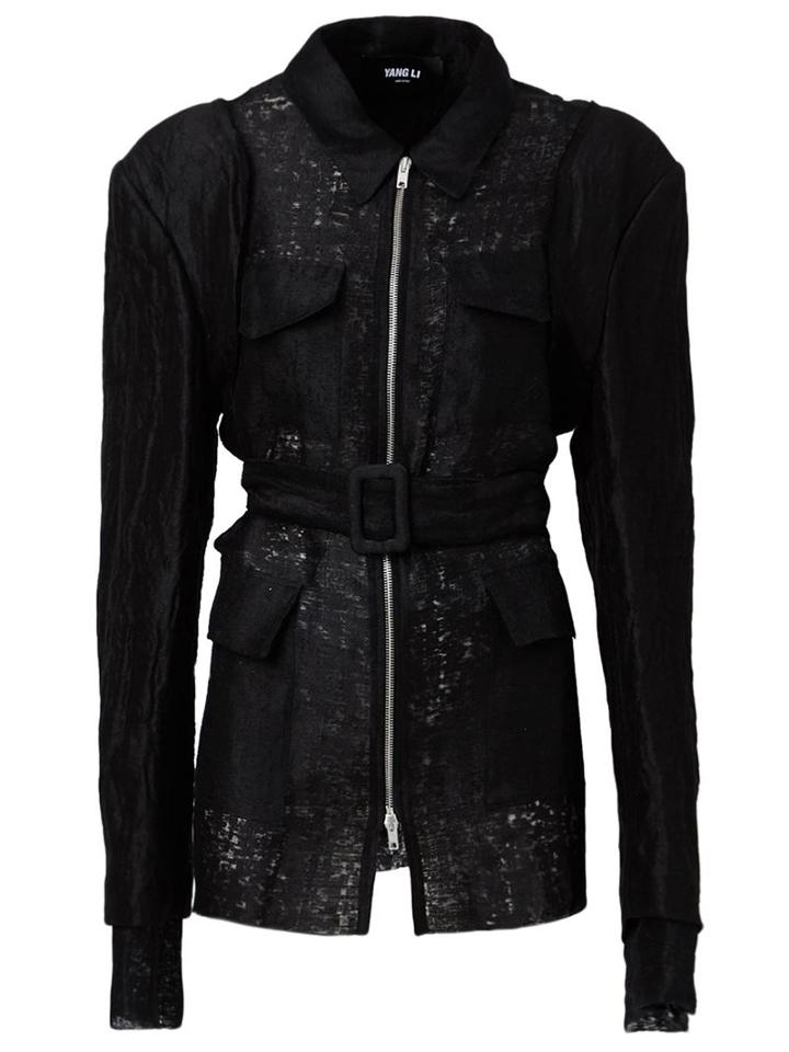 Yang Li Belted Zip Up Pocket Detail Fitted Jacket