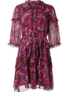 Saloni Floral Print Dress, Women's, Size: 6, Red, Silk/polyester
