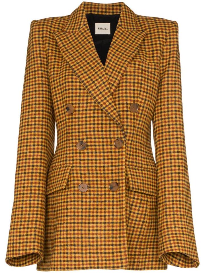 Khaite Darla Checked Double-breasted Blazer - Brown