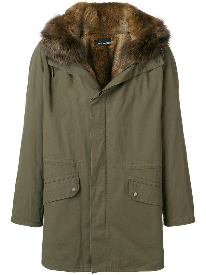 Yves Salomon Fur Hooded Parka - Green
