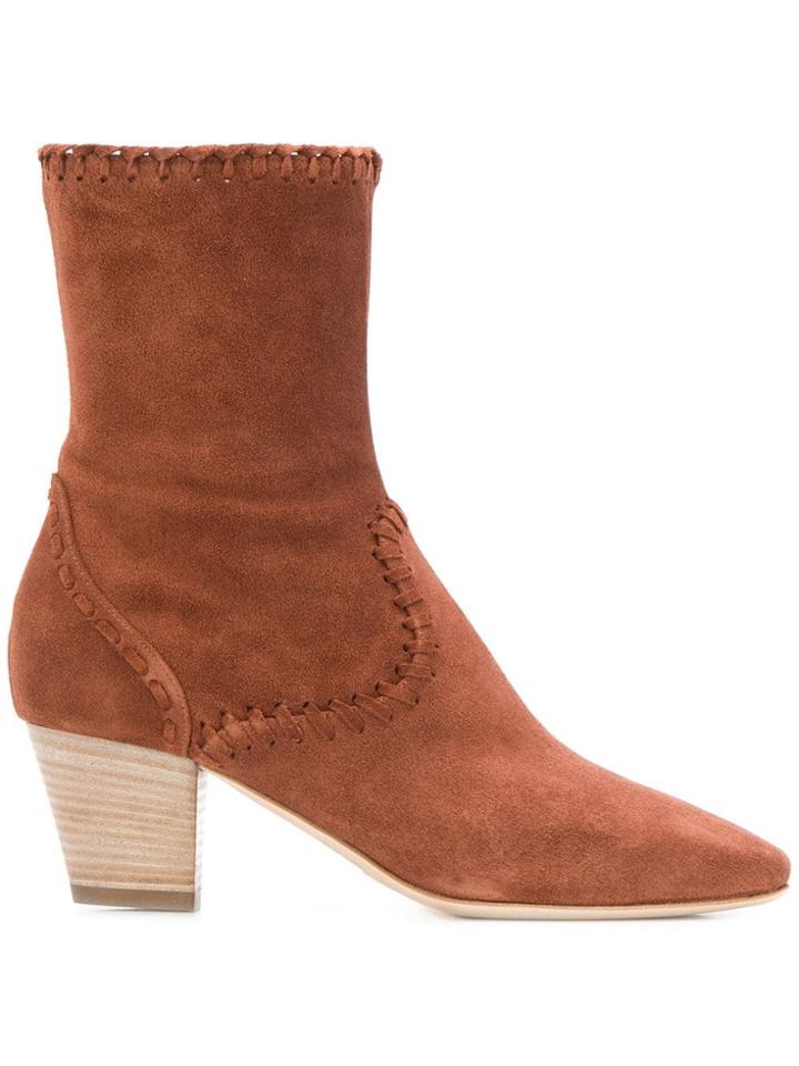 Alberta Ferretti Stitching Detail Boots - Brown