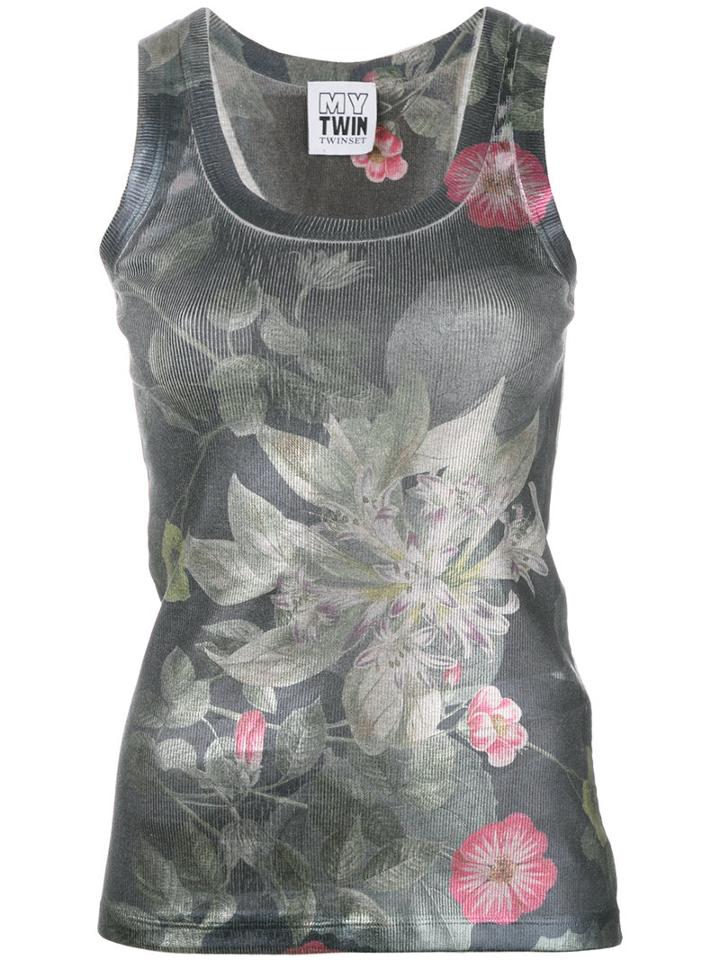Twin-set - Floral Print Tank Top - Women - Cotton/spandex/elastane - Xs, Cotton/spandex/elastane