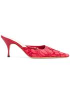 Prada Pre-owned 2000's Pointed Lace Mules - Red