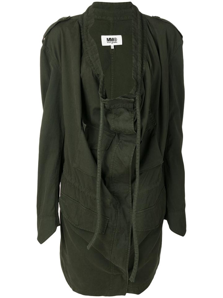 Mm6 Maison Margiela Draped Front Military Jacket - Green