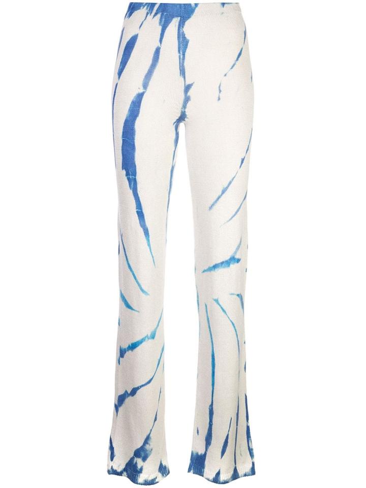 The Elder Statesman Cyclone Dyed Silk Flared Trousers - White