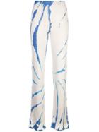 The Elder Statesman Cyclone Dyed Silk Flared Trousers - White