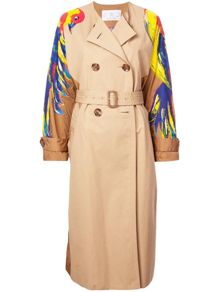 Tsumori Chisato Sleeve Print Double-breasted Coat - Neutrals