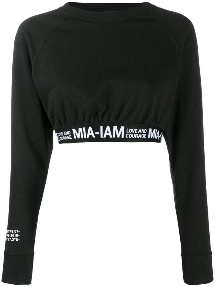 Mia-iam Logo Cropped Sweatshirt - Black