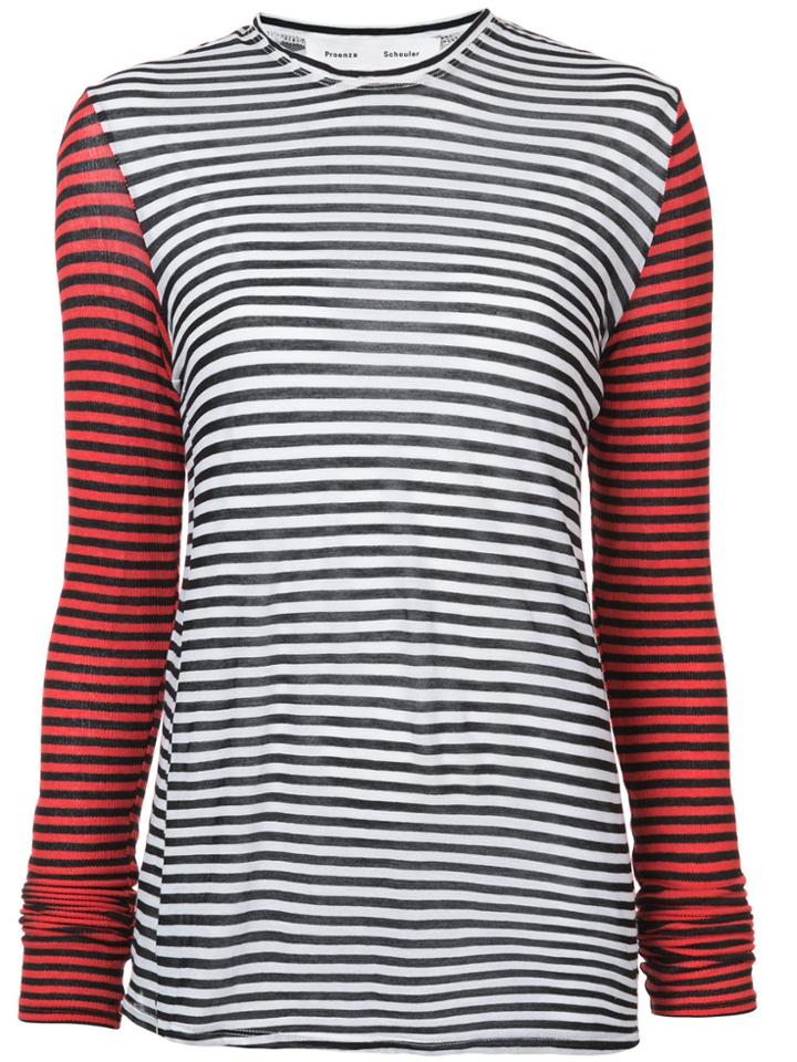 Proenza Schouler Pswl Striped Jersey Top - Black