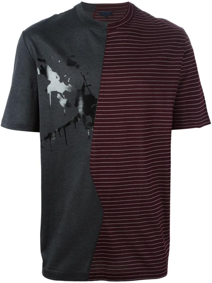 Lanvin Split Pattern T-shirt, Men's, Size: Medium, Grey, Cotton