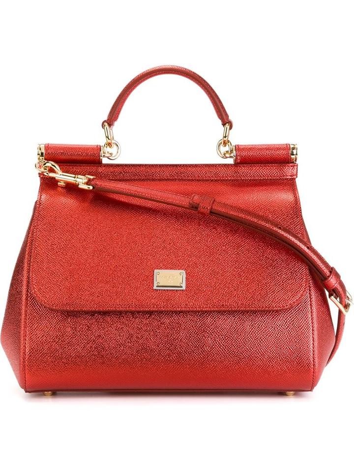 Dolce & Gabbana Medium Sicily Tote, Women's, Red, Leather