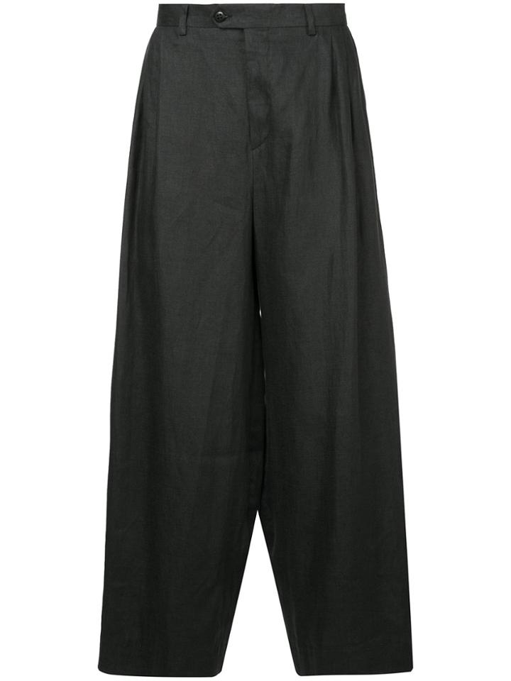 Sartorial Monk High Waisted Loose Fit Trousers - Grey