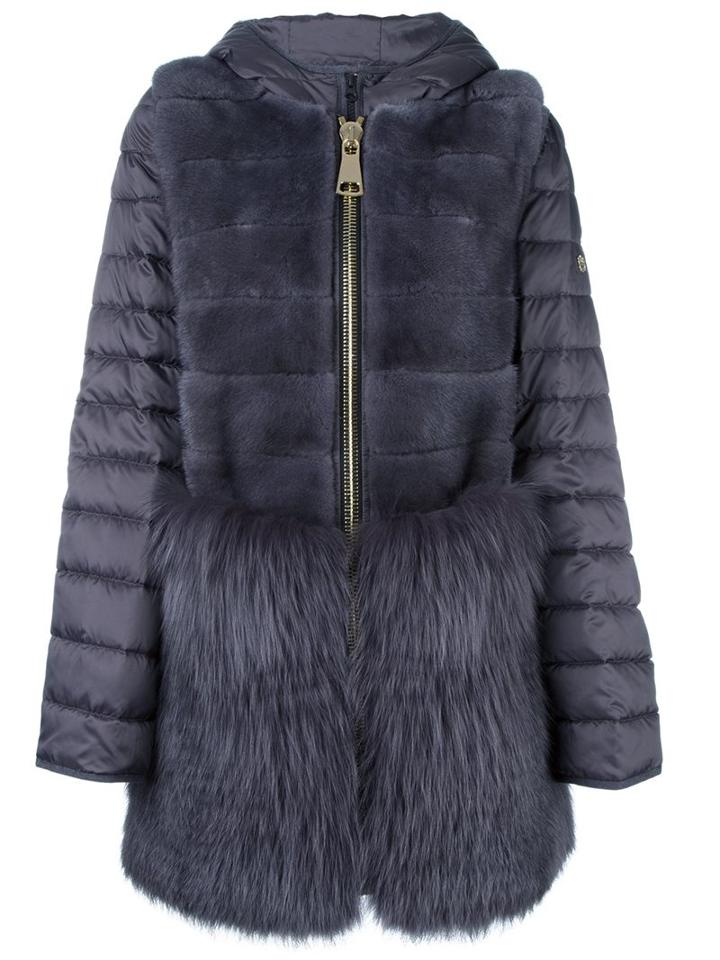 Liska Mink Fur Padded Coat, Women's, Size: Small, Grey, Mink Fur/polyester/feather Down
