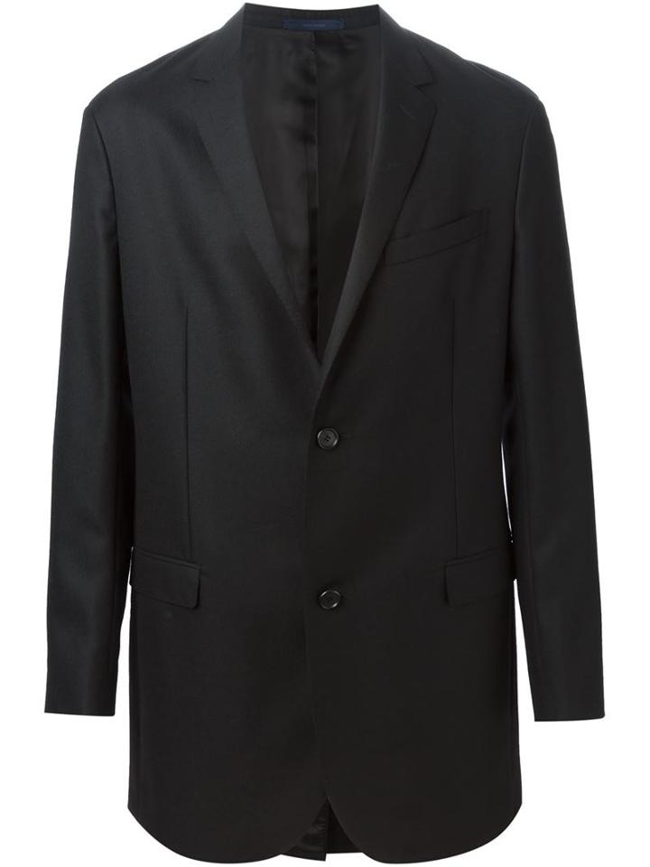 Lanvin Long Blazer, Men's, Size: 48, Black, Cupro/wool
