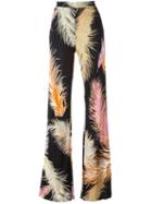 Emilio Pucci Feather Print Trousers, Women's, Size: 44, Viscose/silk