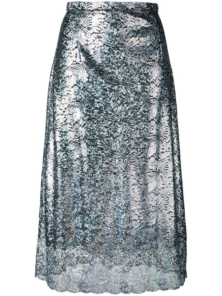 Christopher Kane Lace Foil Midi Skirt - Metallic