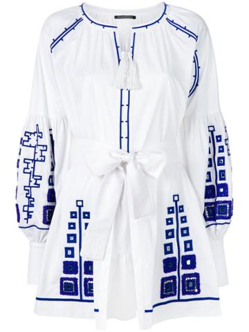 W.gibbs Embroidered And Tassel Detailed Mini Dress - White
