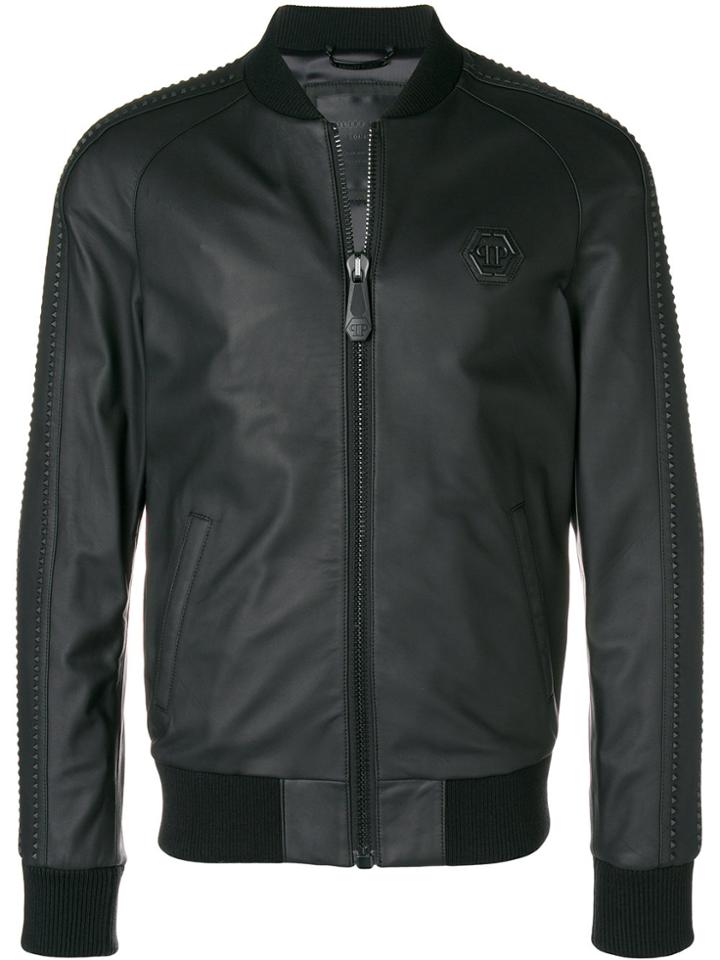 Philipp Plein Studded Logo Bomber Jacket - Black