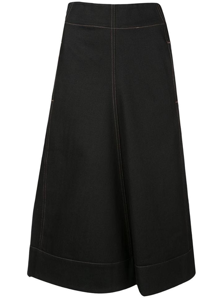Lemaire Draped Front Denim Midi Skirt - Blue