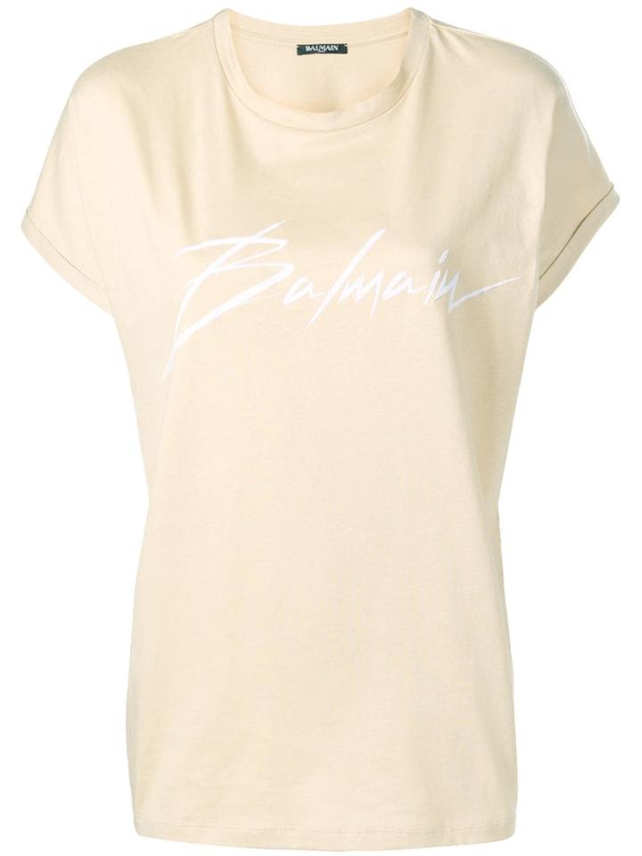 Balmain Logo Printed T-shirt - Neutrals